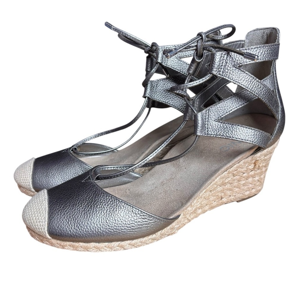 Vionic Aruba Calypso Espadrille Wedge Sandals in Pewter - Women’s Sz 10 Medium